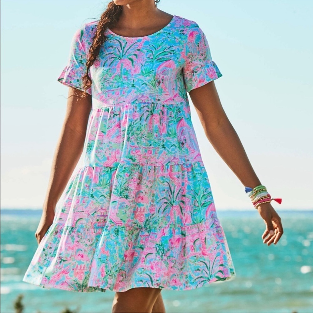 Lilly Pulitzer Jodee Floral Print Dress In Bali Blue Spotted On Worth